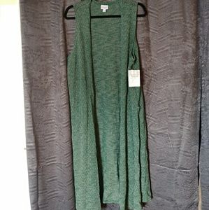 Green long open sweater vest Lularoe Joy